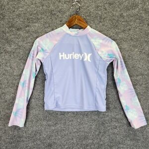 Hurley Top Girl's Large Lilac Swim Long Sleeve UPF 50 Floral